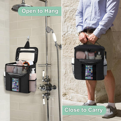 Portable Shower Caddy Tote, Quick-Dry Hanging Toiletry Bag for Dorm, Camping, Gym & Travel