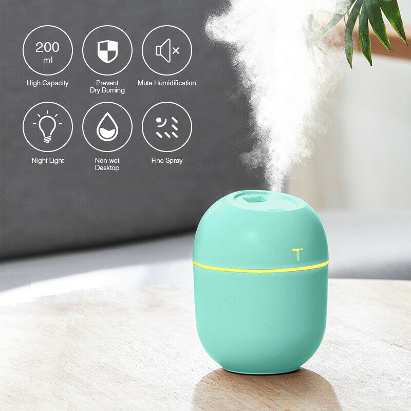 Mini USB Air Humidifier, Ultrasonic Essential Oil Diffuser & Purifier for Home and Car