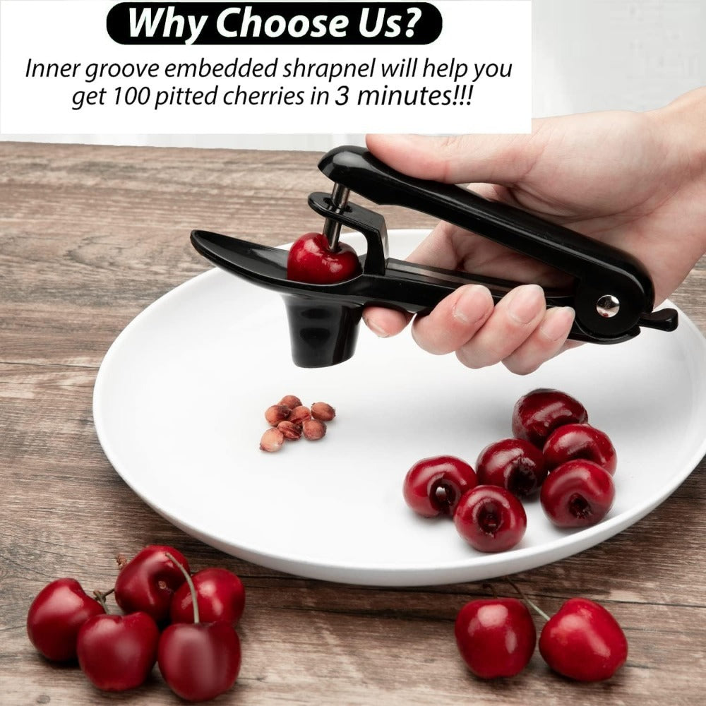 Stainless Steel Cherry Pitter Tool, Handheld Push Design with Lock, Saves Time for Cherry Jam