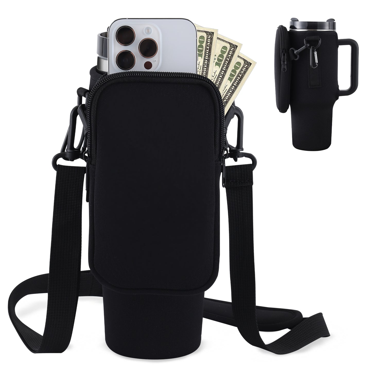 Leather Car Cup Holder, Multifunctional Organizer for Drinks, Phones & Accessories