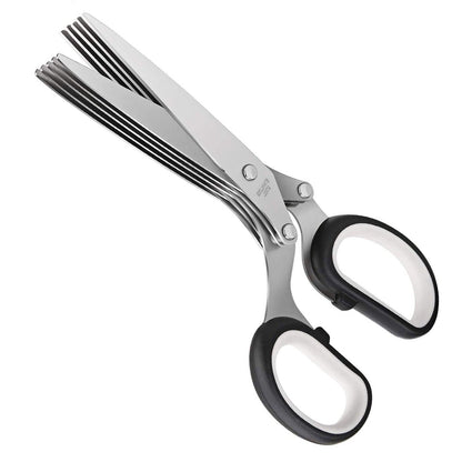 Stainless Steel Herb Scissors with Multi Blades, Fast-Cutting Shears for Kitchen Use