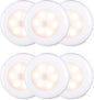 6-Pack Motion Sensor LED Puck Lights, Battery-Operated for Stairs, Closet, Under Cabinet (Cool White)