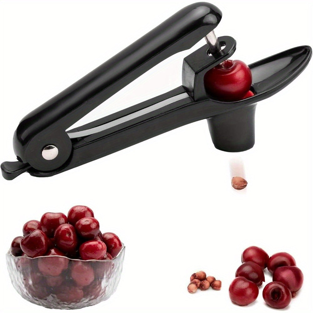 Stainless Steel Cherry Pitter Tool, Handheld Push Design with Lock, Saves Time for Cherry Jam