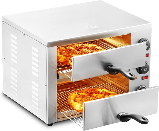 12-Inch Electric Pizza Oven, 1700W Countertop Oven with Timer, Temp Control & Easy-Clean Tray