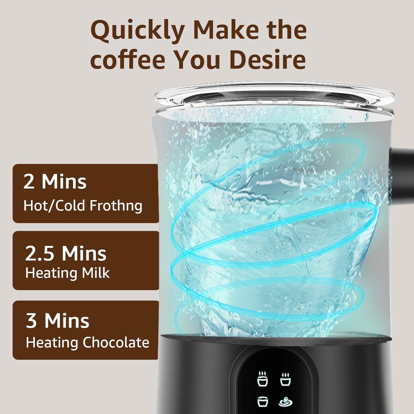 Milk Frother, 4 in 1 Electric Milk Steamer,11.8Oz/350Ml Automatic Warm and Cold Foam Frother for Coffee, Latte, Macchiato, Cappuccino, Hot Chocolate