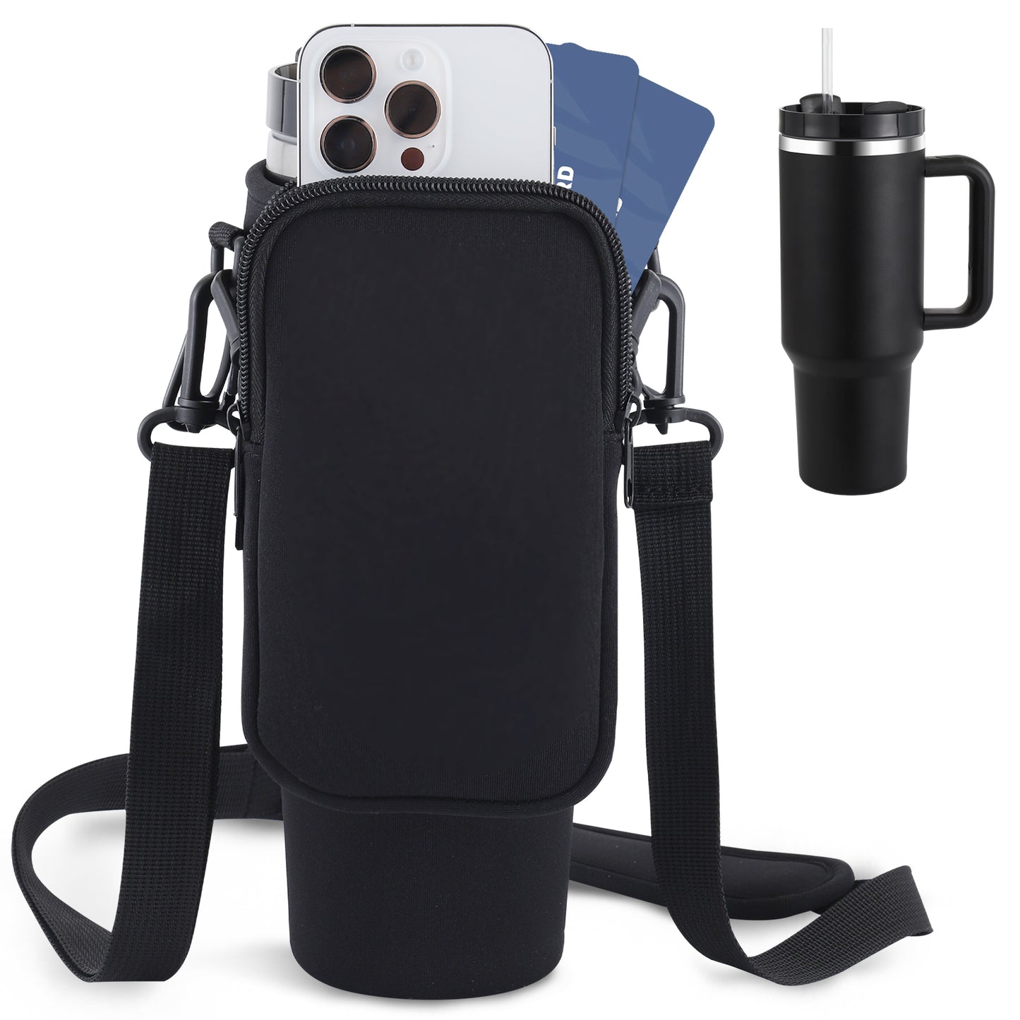 Leather Car Cup Holder, Multifunctional Organizer for Drinks, Phones & Accessories