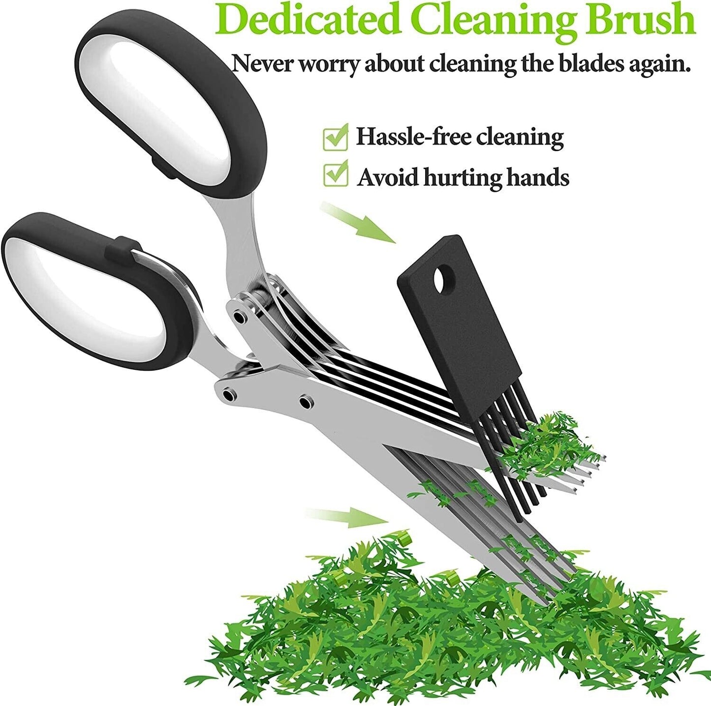 Stainless Steel Herb Scissors with Multi Blades, Fast-Cutting Shears for Kitchen Use