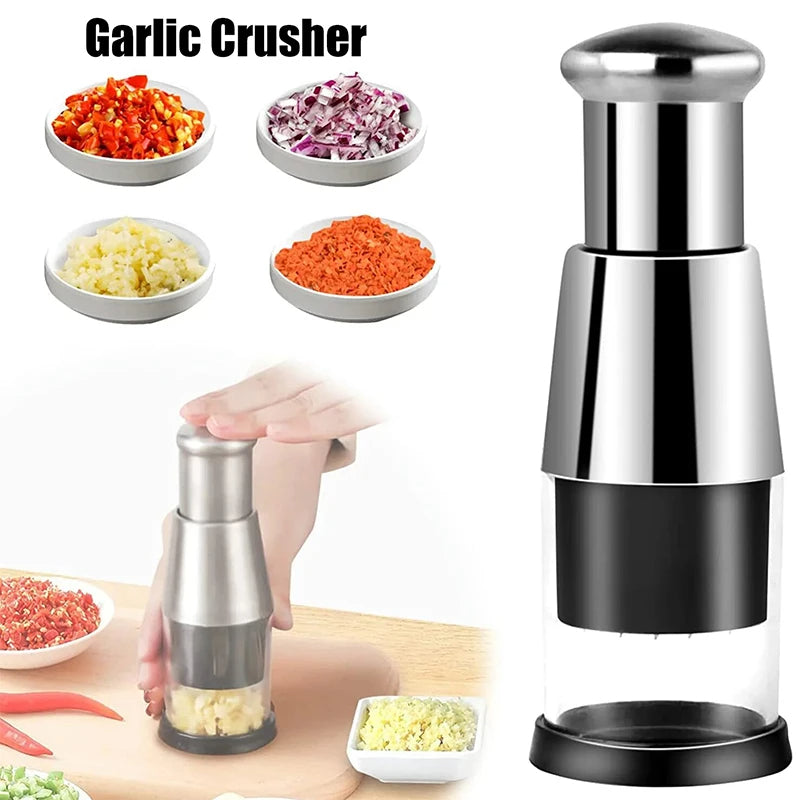 Garlic Crusher & Onion Chopper, Multi-Vegetable Squeezer Press Machine Kitchen Gadget