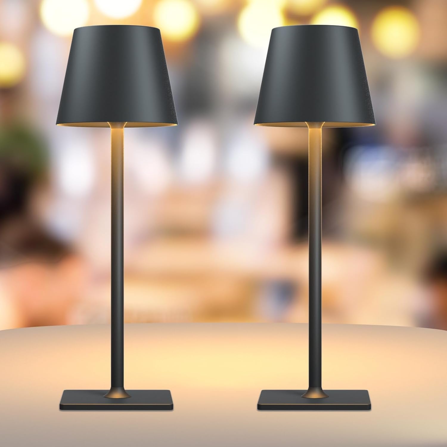 2 Pack Rechargeable Table Lamps,Cordless Lamp with 6000Mah Battery Operated, Portable Indoor/Outdoor Table Lamp for Patio Restaurant Home Dinner Dining Kitchen,Waterproof & Wireless